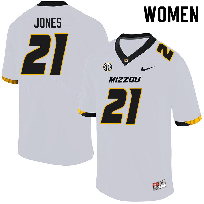 Women #21 Tyler Jones Missouri Tigers College Football Jerseys Sale-White